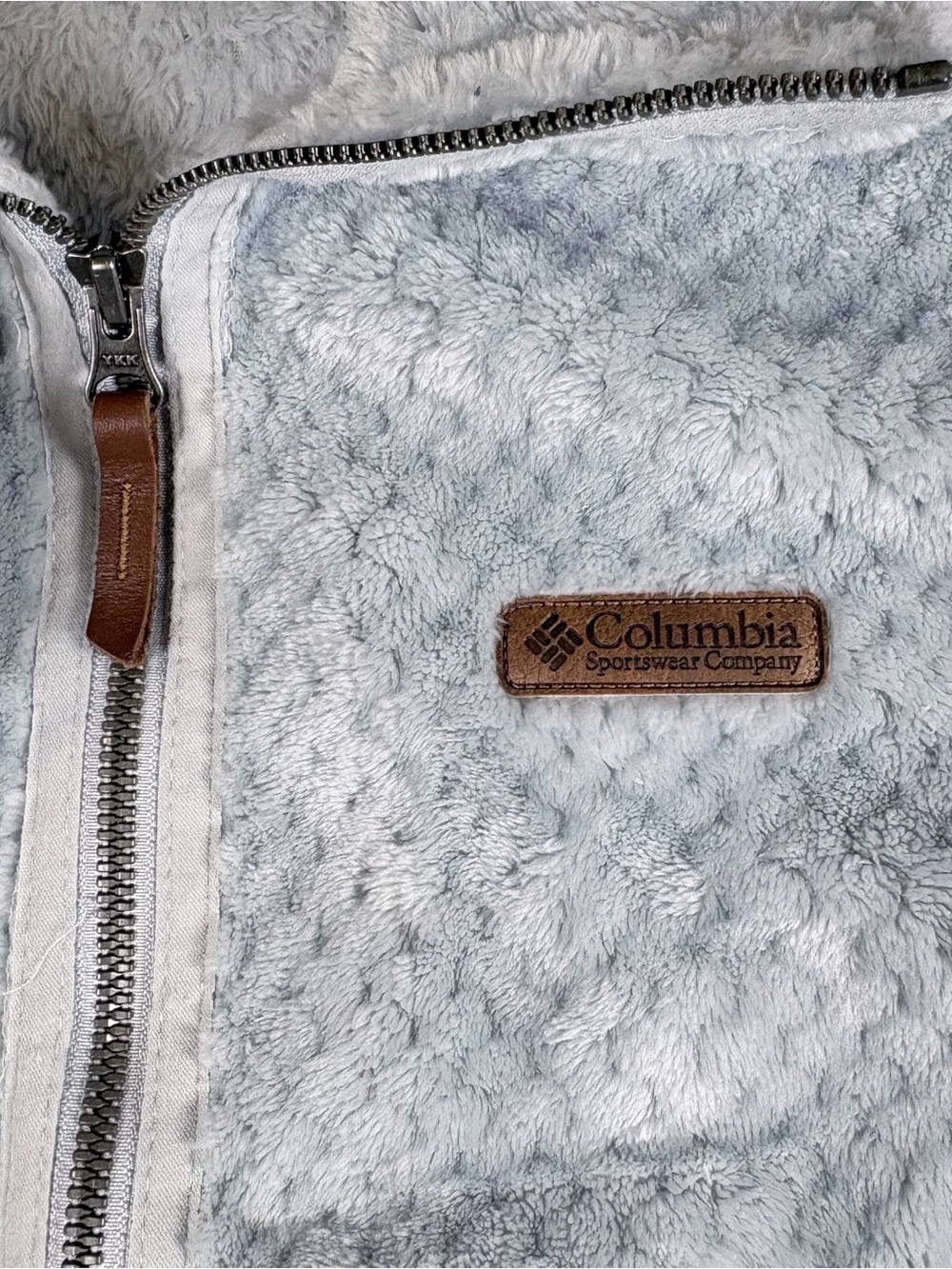 Columbia Womens XL Sherpa Lightweight Full Zip Fleece Jacket Light Blue - Picture 4 of 9